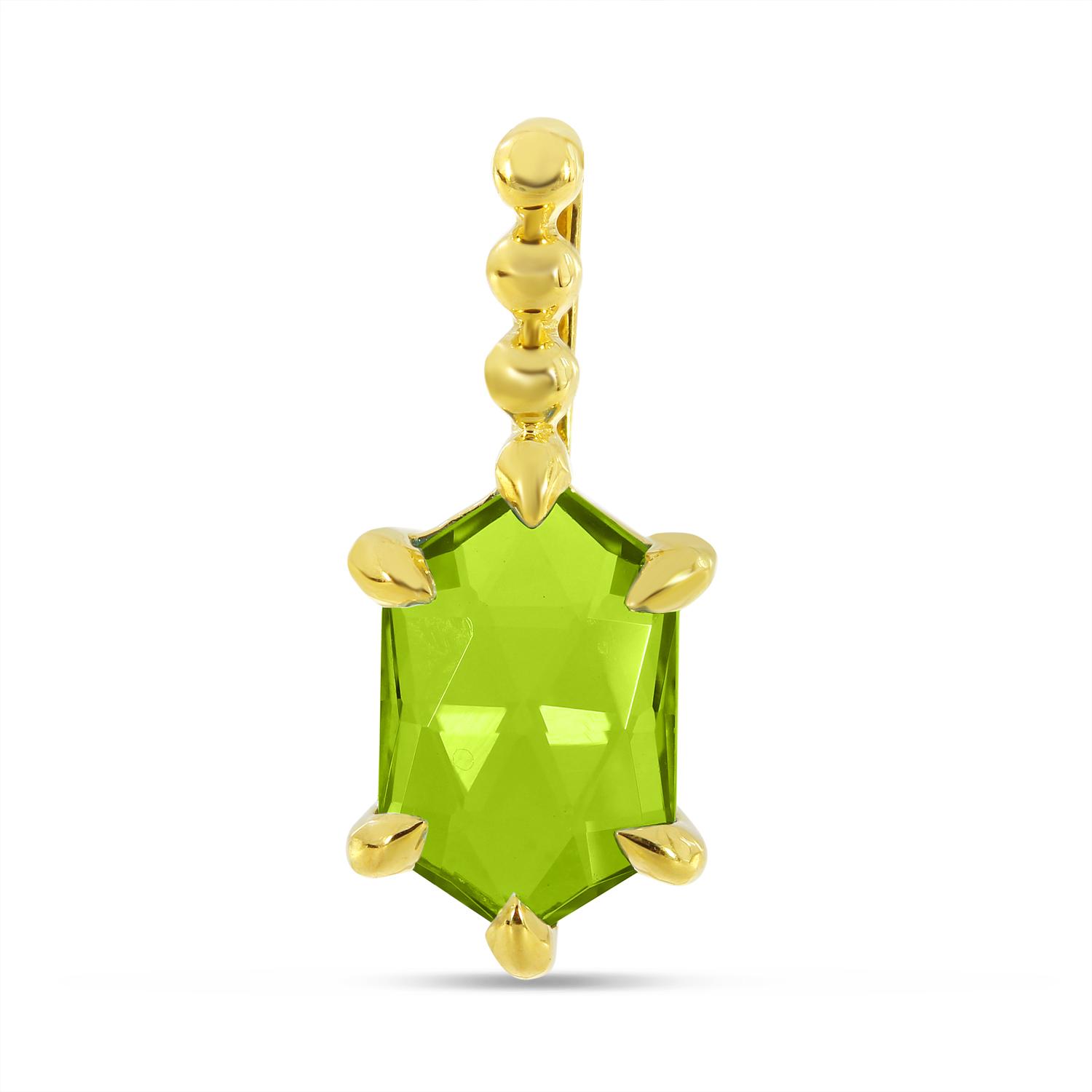 14K Yellow Gold Hexagon Peridot Beaded Pendant