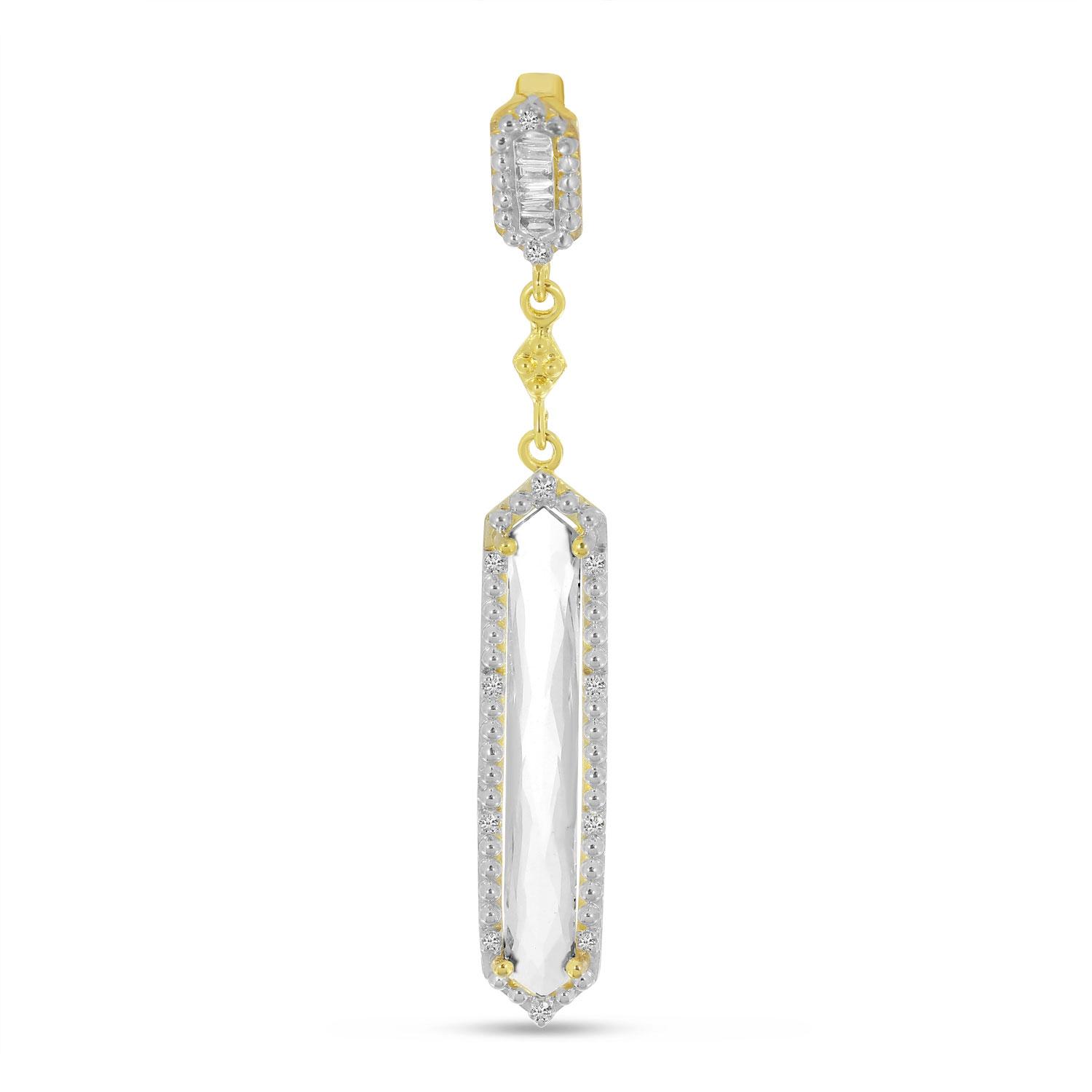 14K Yellow Gold Special Cut White Topaz and Diamond Pendant