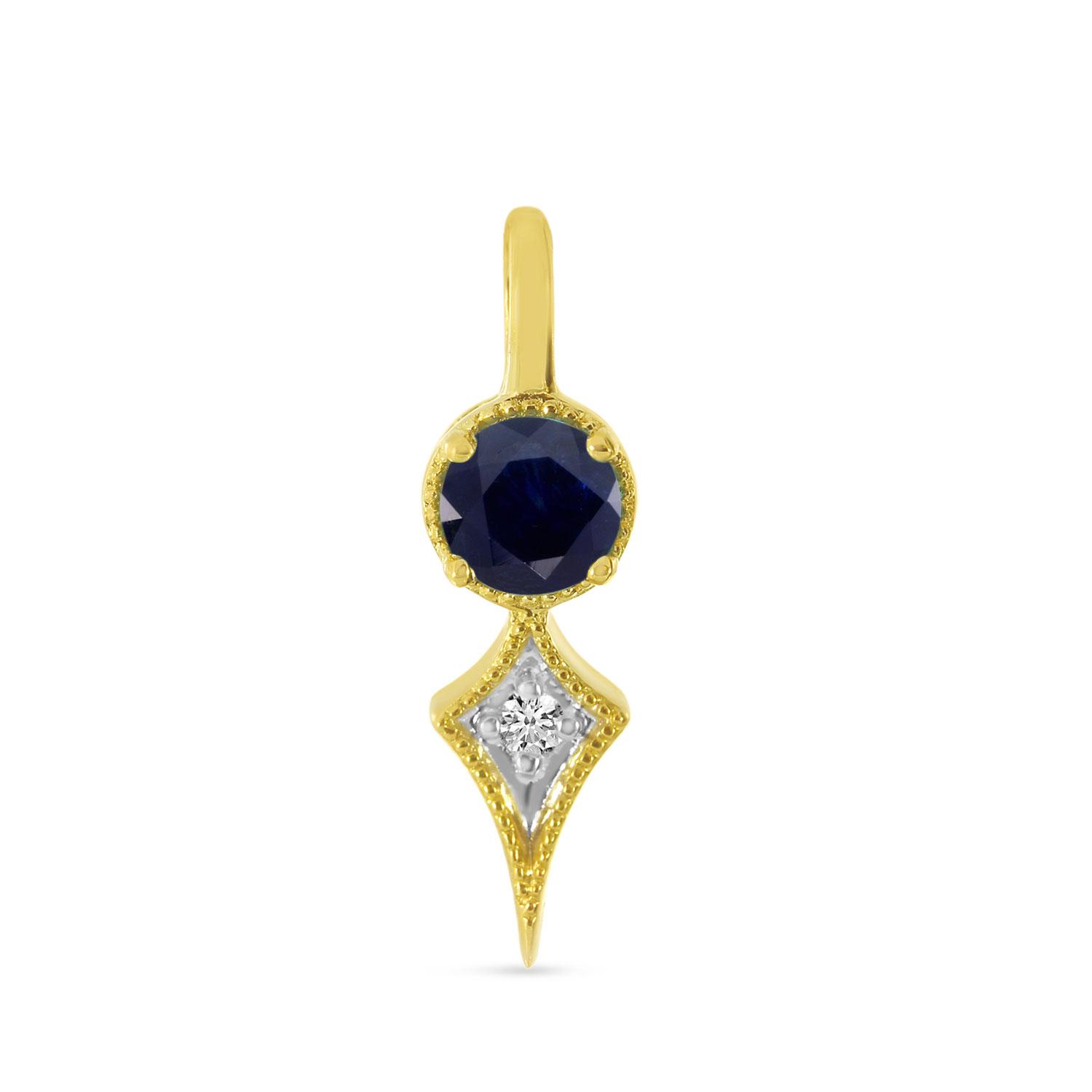 14K Yellow Gold Sapphire and Diamond Birthstone Pendant