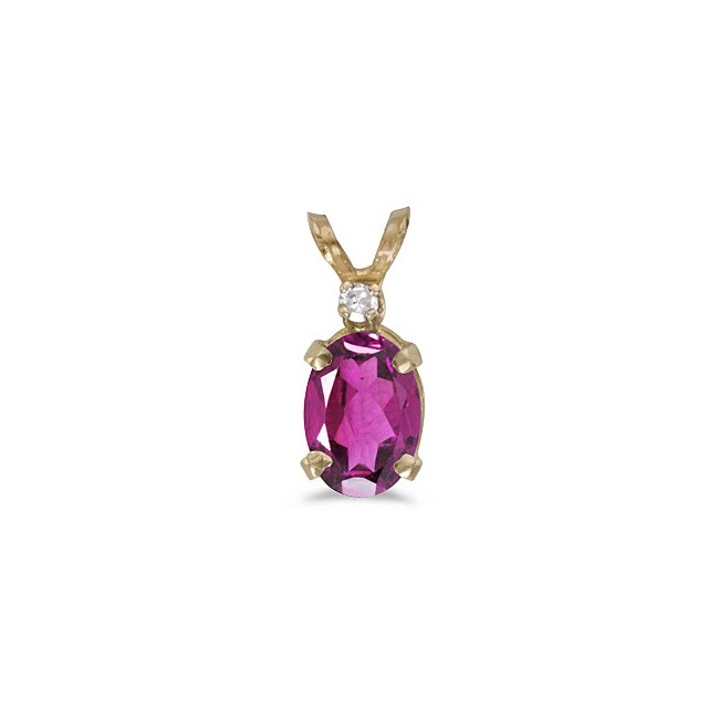 14k Yellow Gold Oval Pink Topaz And Diamond Pendant