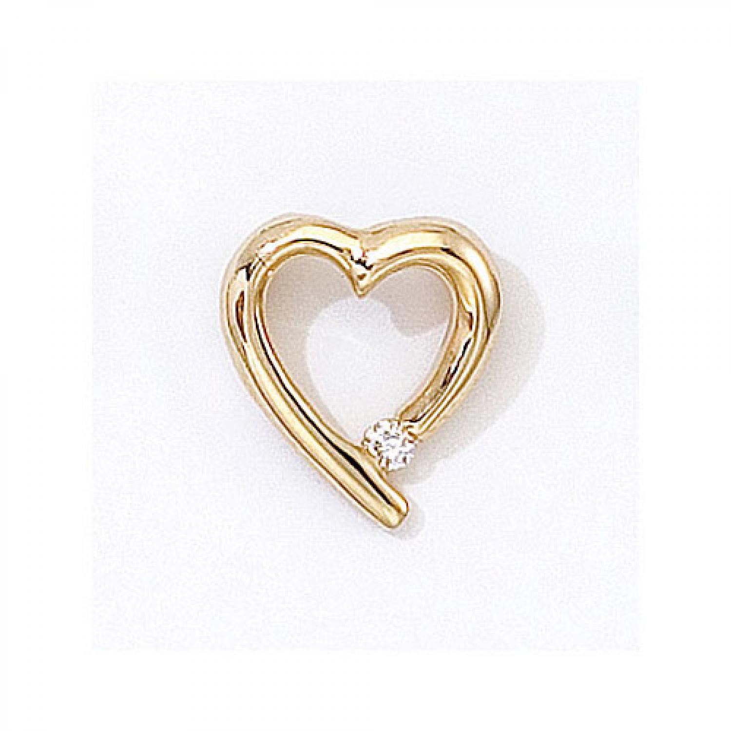 14K Yellow Gold Diamond Heart Pendant