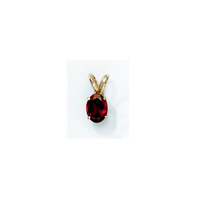 14K Yellow Gold Oval Garnet Pendant