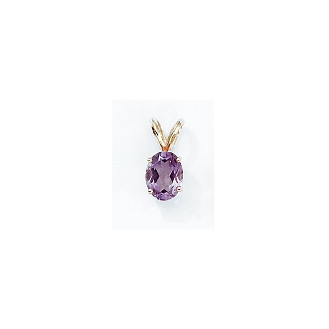 14K Yellow Gold Oval Amethyst Pendant