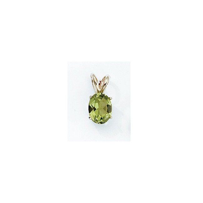 14K Yellow Gold Oval Peridot Pendant