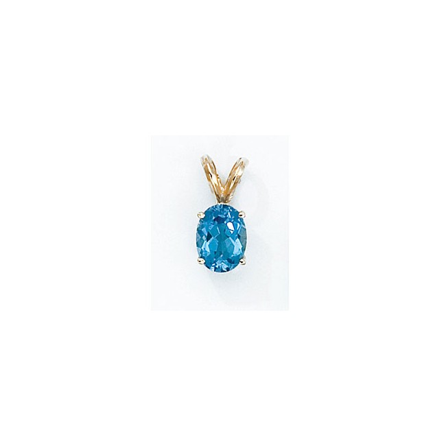 14K Yellow Gold Oval Blue Topaz Pendant