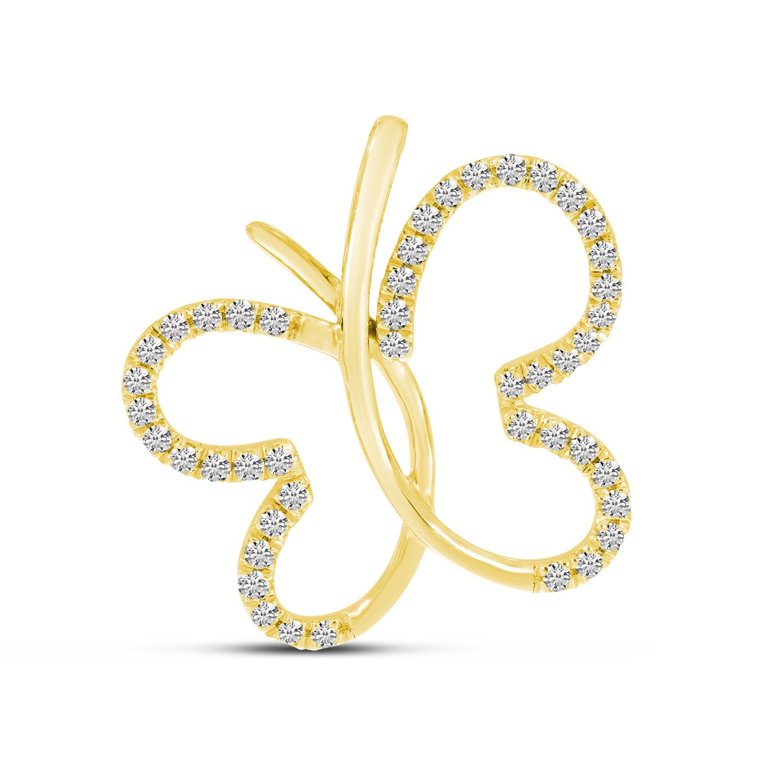 14K Yellow Gold Diamond Butterfly Pendant