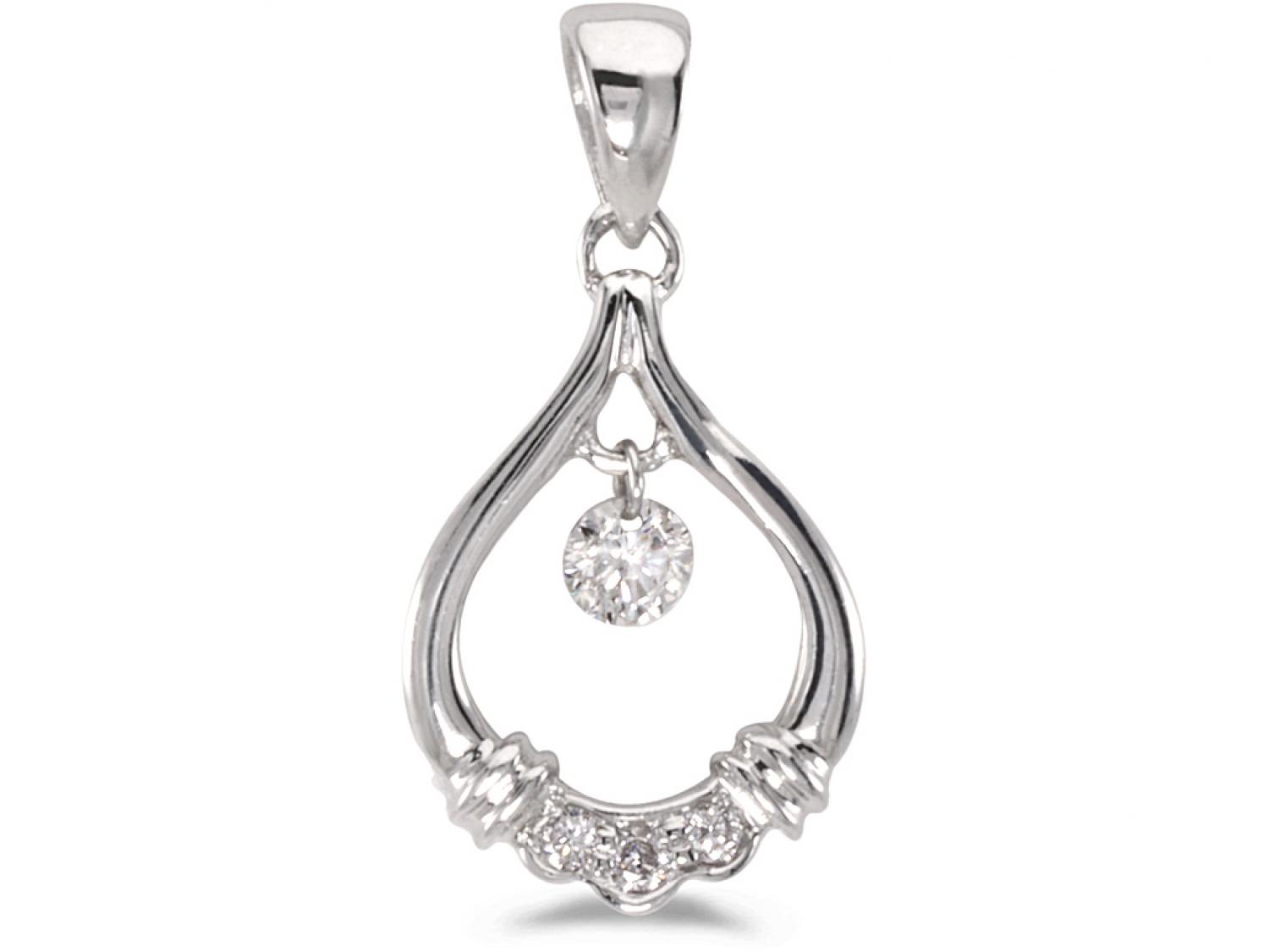 14K White Gold Diamond Dashing Diamonds Pendant