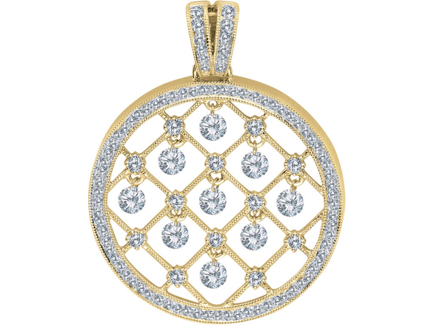 14K Yellow Gold Diamond Dashing Diamonds Pendant