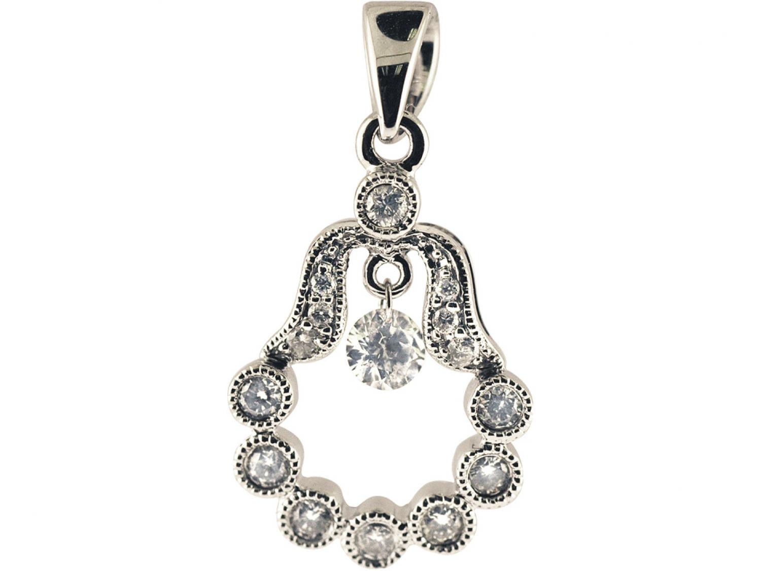 14K White Gold Diamond Dashing Diamonds Pendant