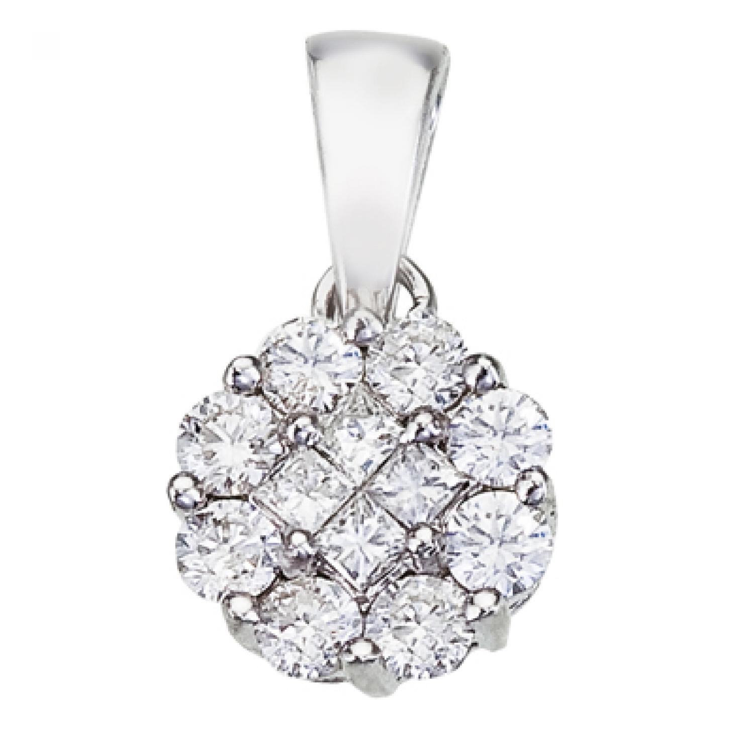 14K White Gold Diamond Clustaire Pendant