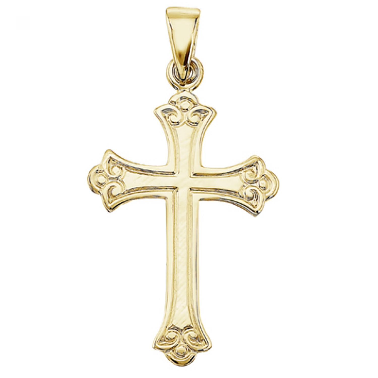 14K Yellow Gold Cross Pendant