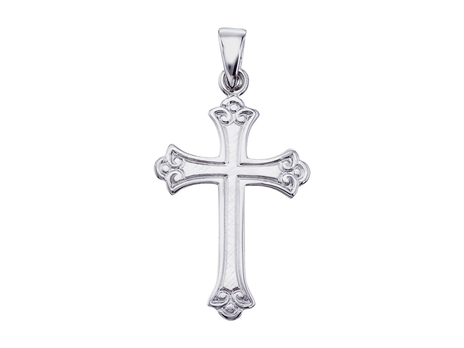 14K White Gold Cross Pendant