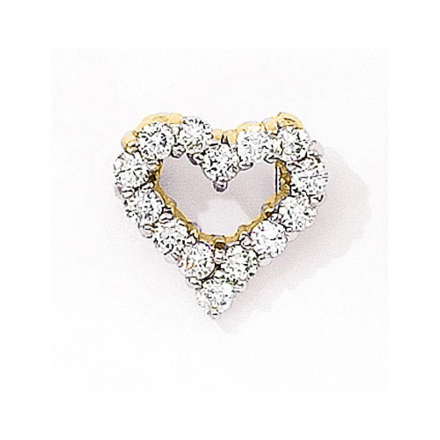 14K Yellow Gold Diamond Heart Pendant