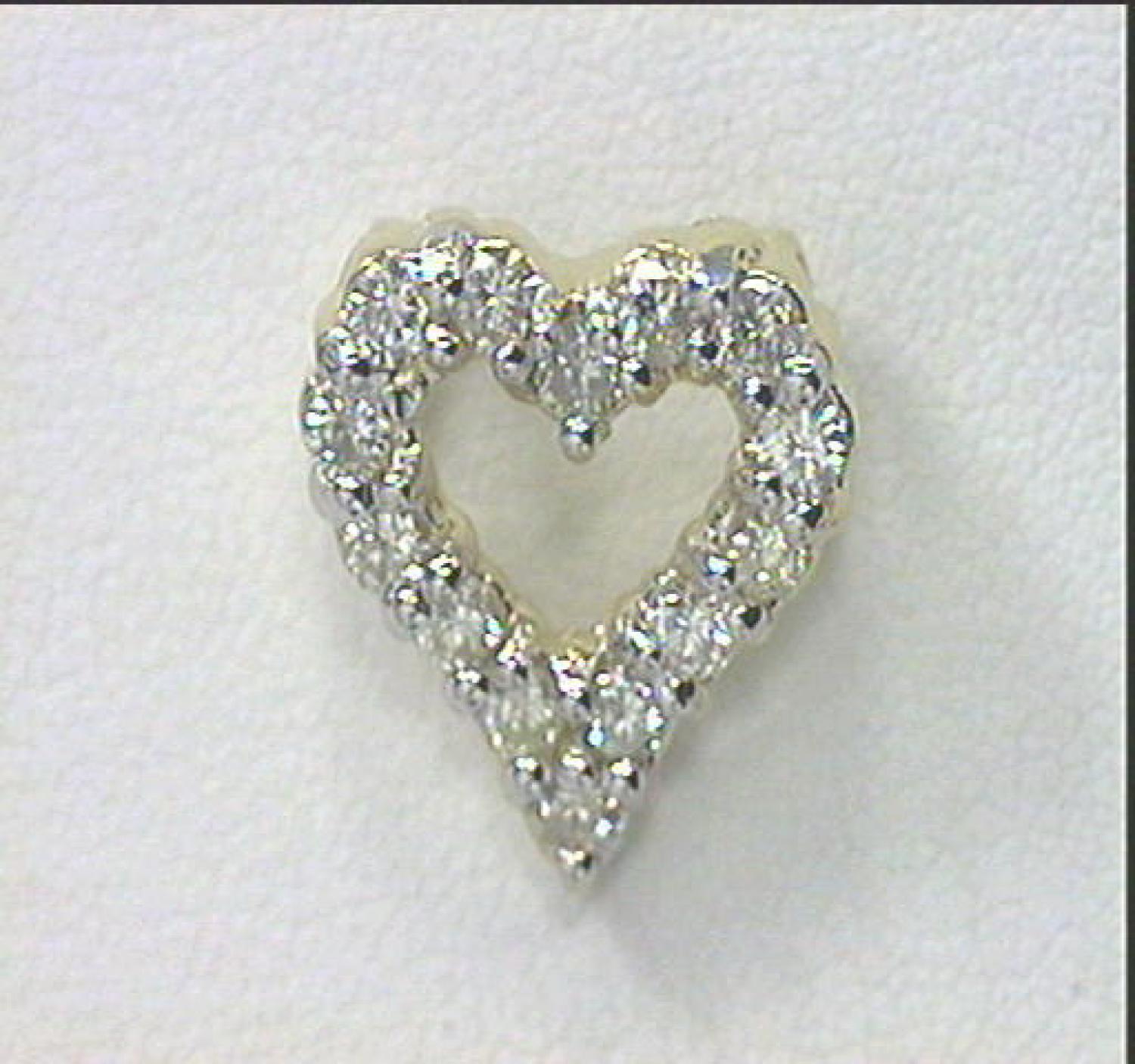 14K Yellow Gold Diamond Heart Pendant