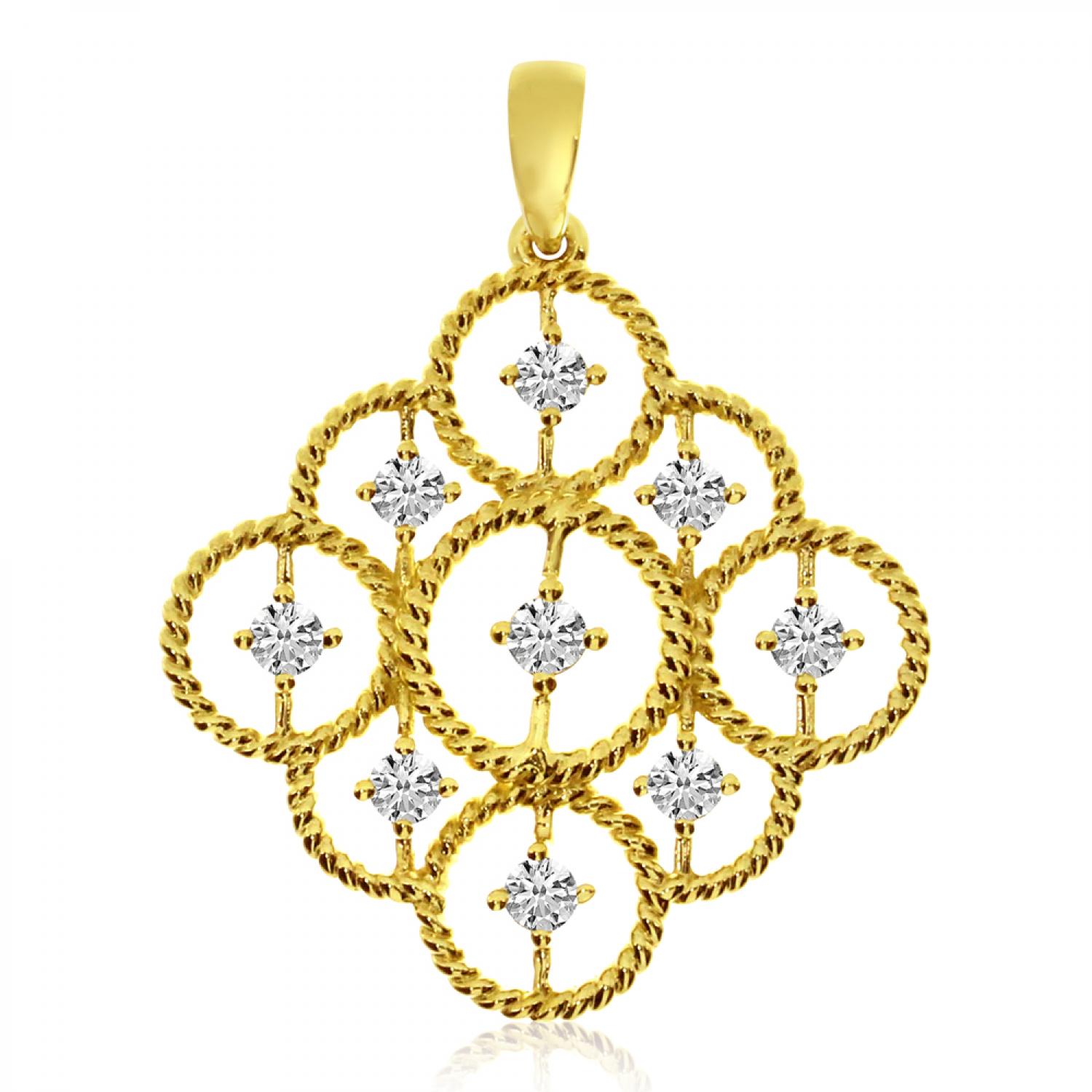 14K Yellow Gold Diamond Rope Fashion Pendant