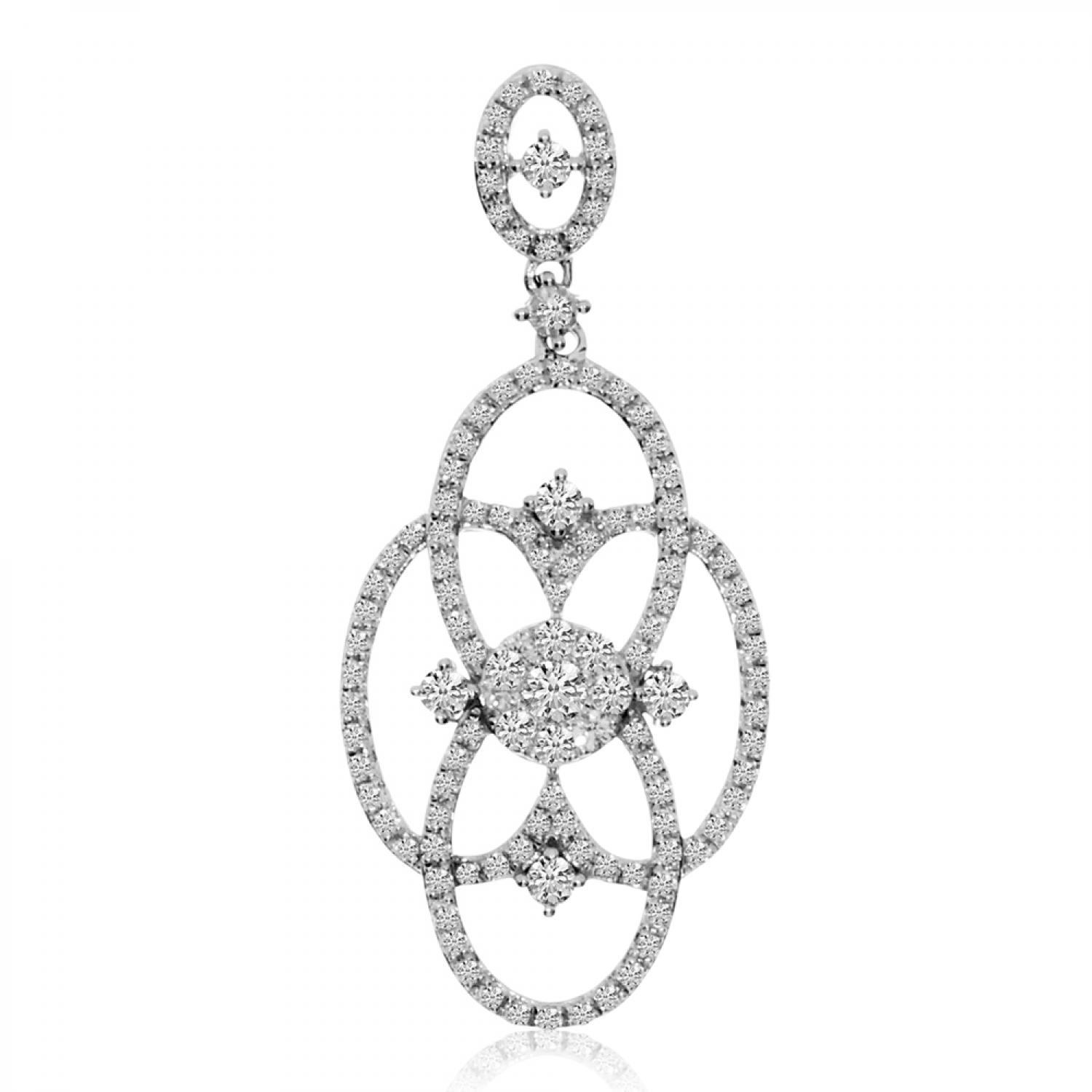 14K White Gold Diamond Clustaire Interwoven Drop fashion Pendant