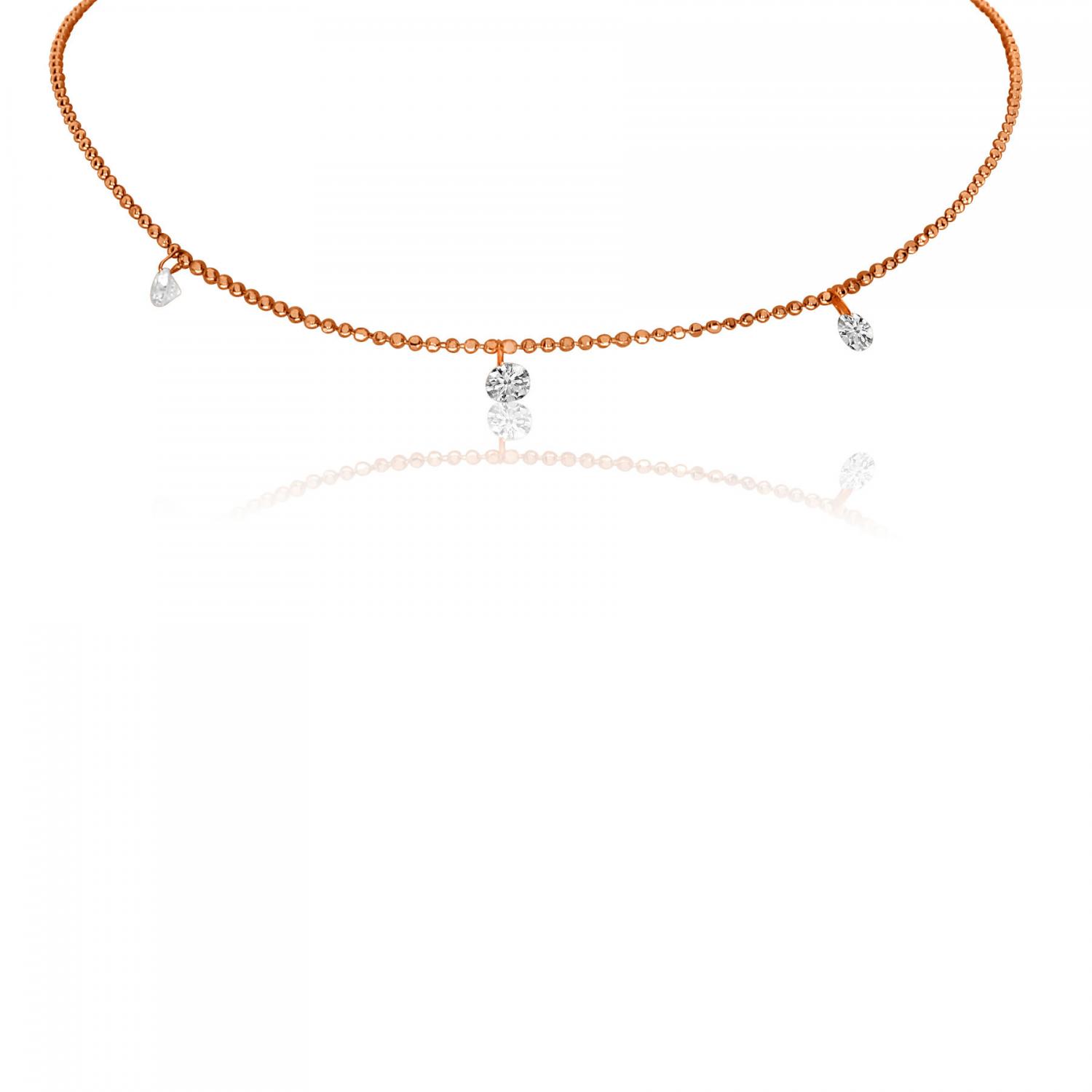 14K Rose Gold Diamond By the Yard .30 Ct Dashing Diamond 16 inch Necklace