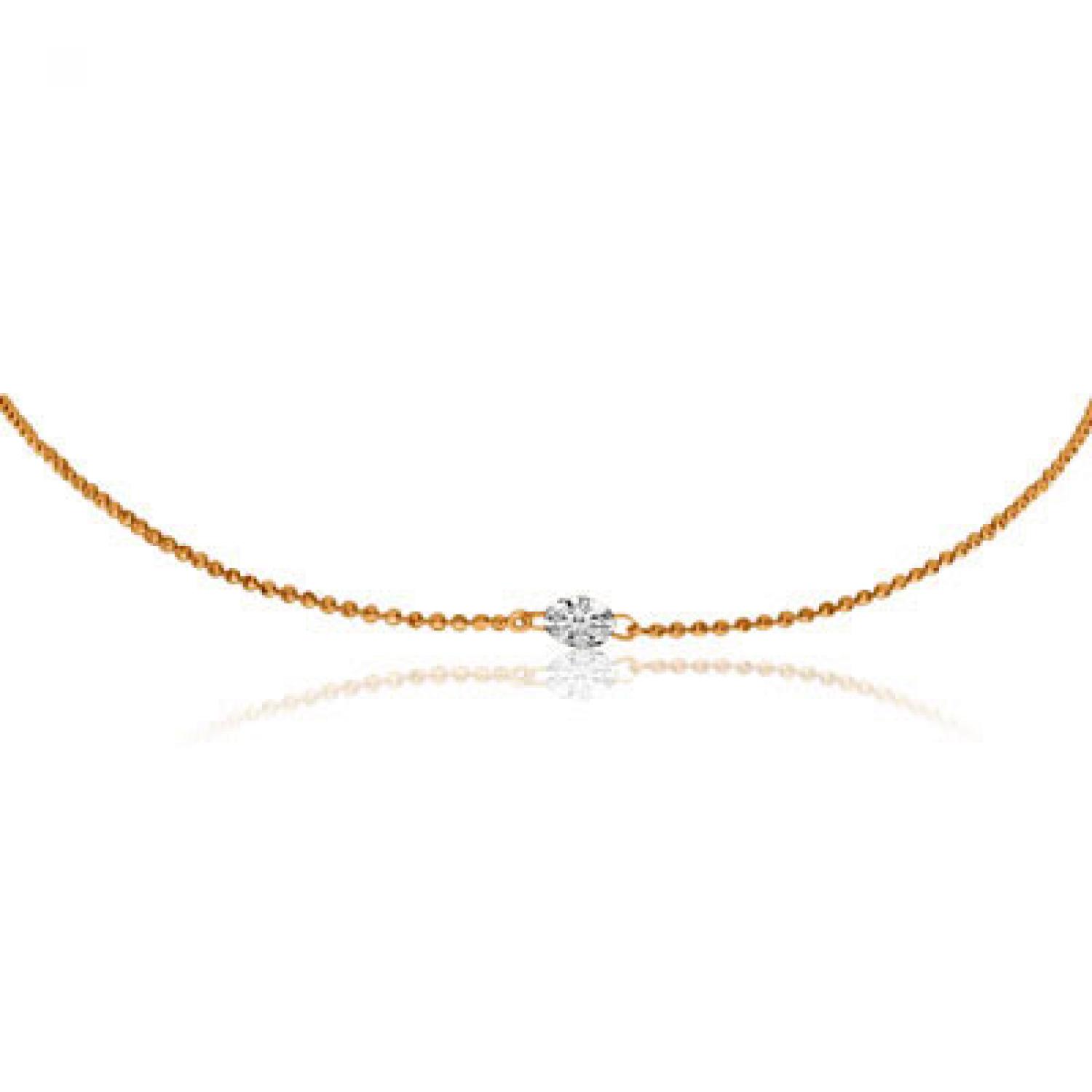 14K Rose Gold 18 inch Single .25 Ct Diamond by the Yard Dashing Diamond Necklace