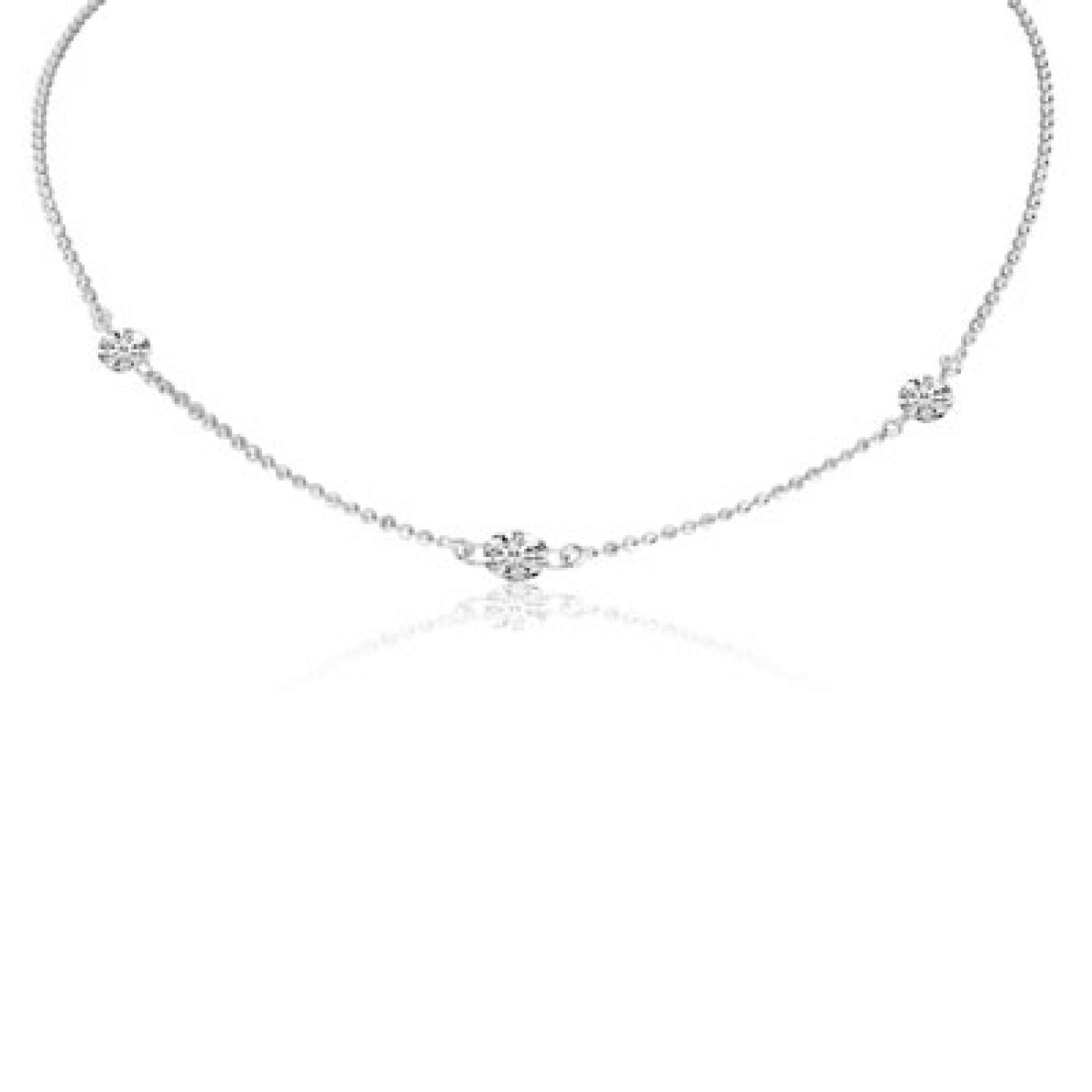 14K White Gold 3 Stone Diamond By the Yard .55 Ct Dashing Diamond 18 inch Neckla