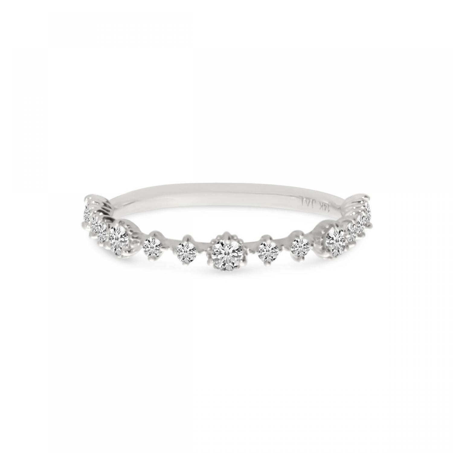 14K White Gold Diamond Stackable Ring