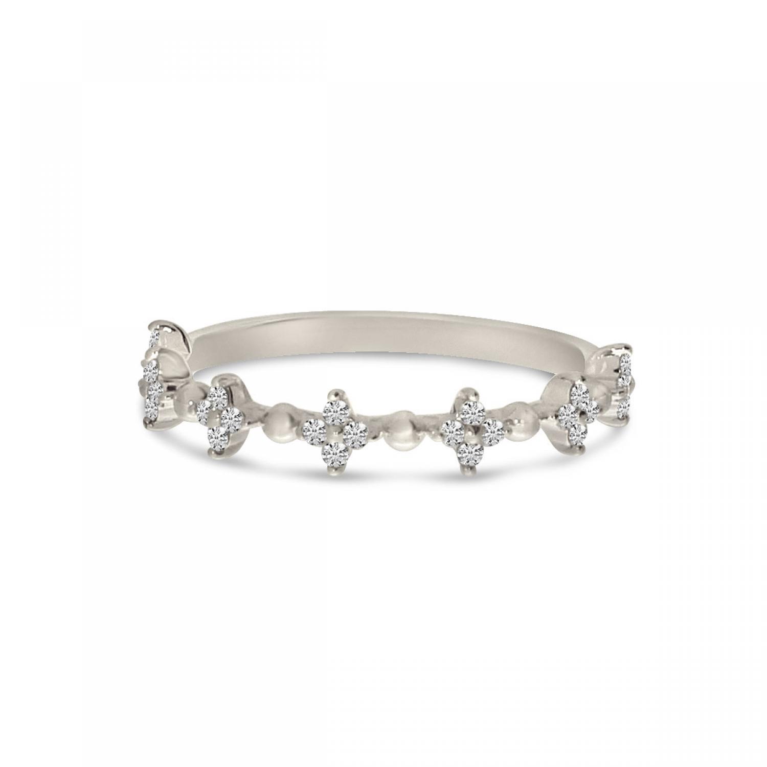 14K White Gold Diamond Stackable Ring