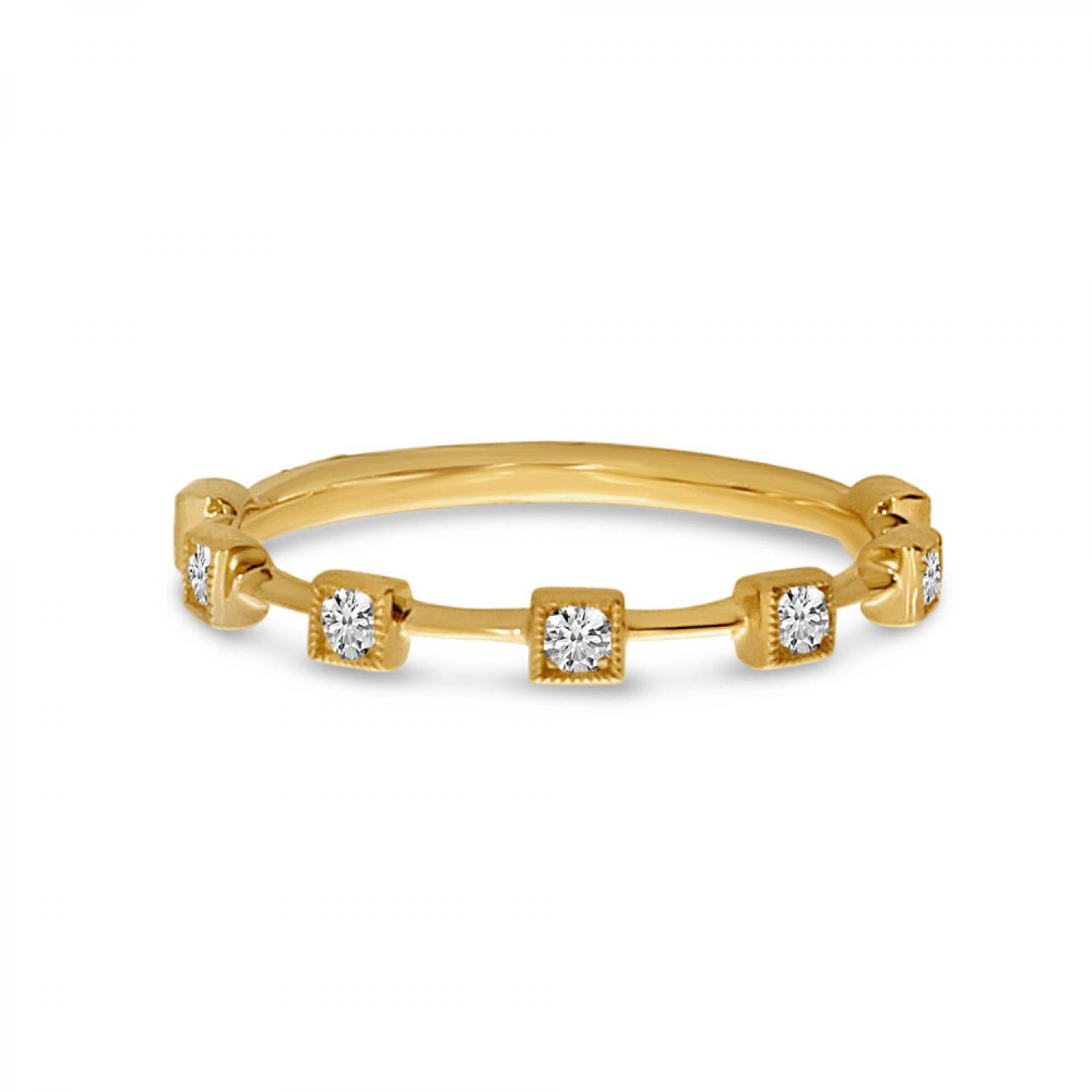 14K Rose Gold Diamond Square Stackable Ring