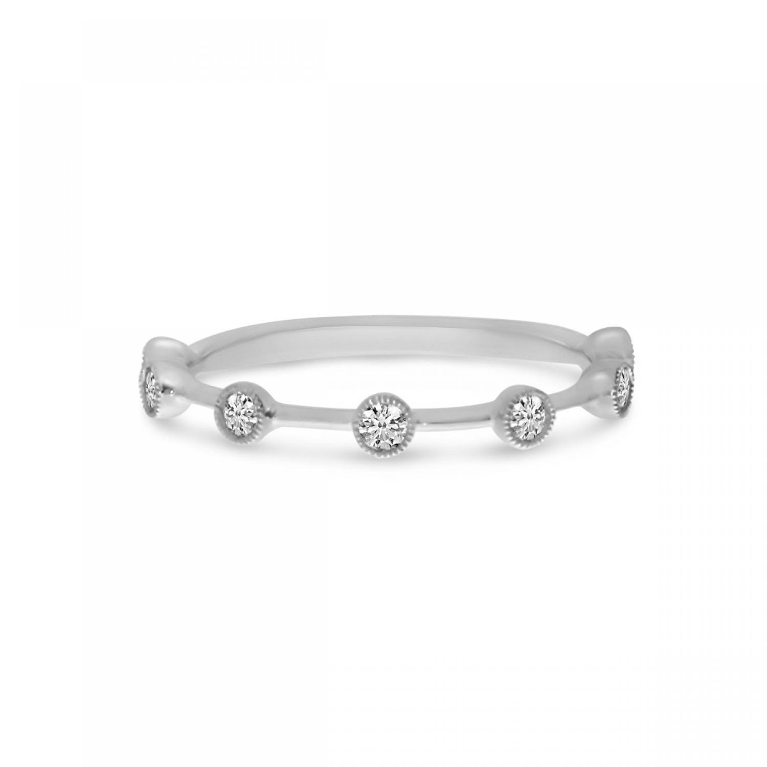 14K White Gold Round Diamond .19 ct Stackable Ring