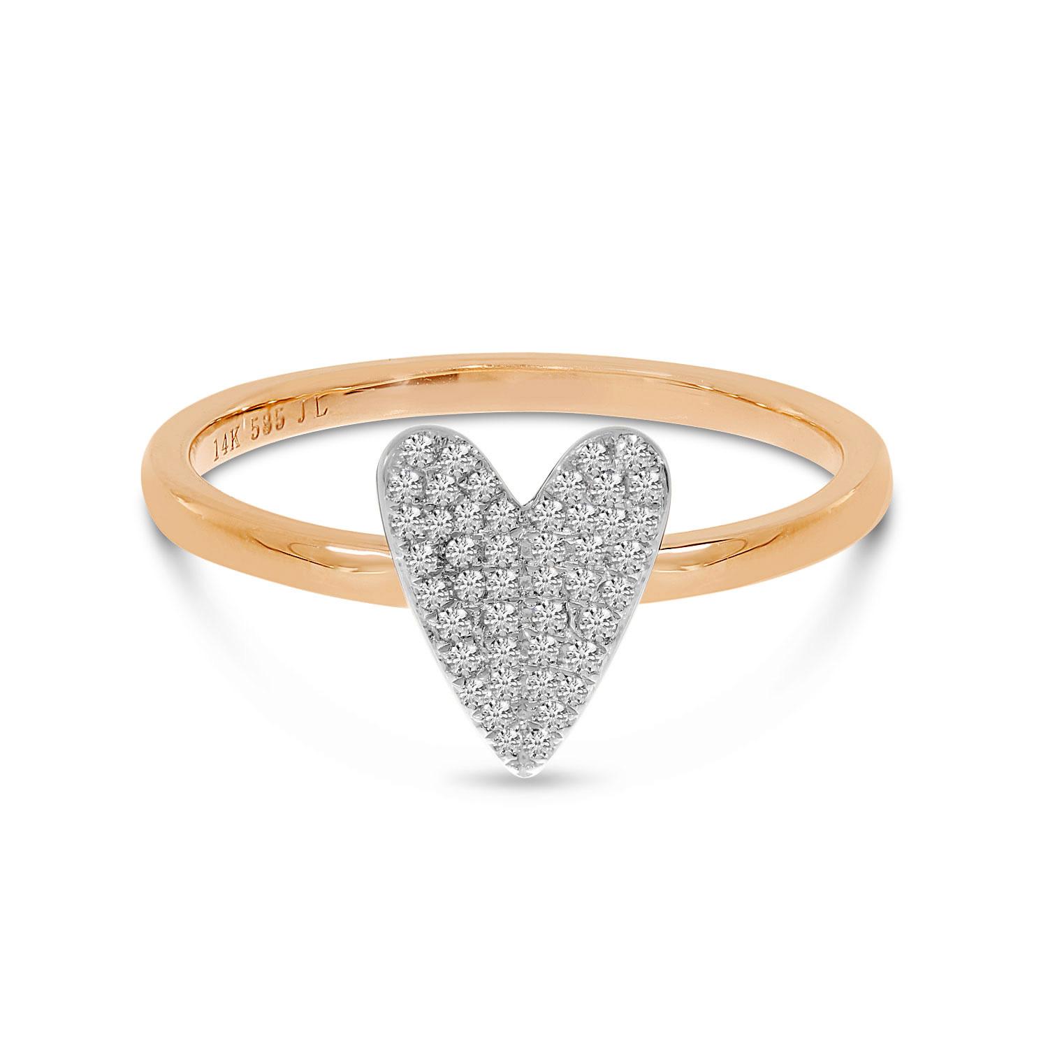 14K Rose Gold Diamond Heart Ring