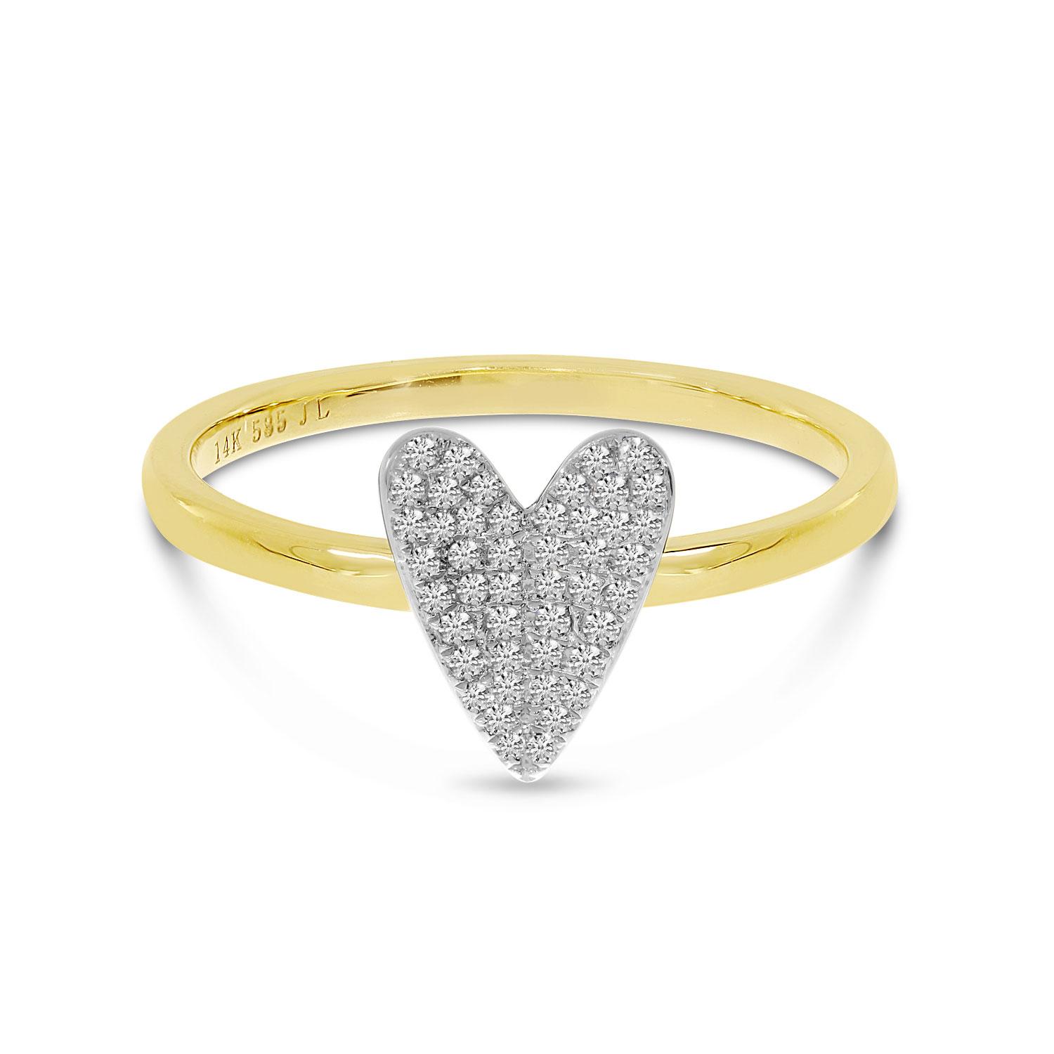 14K Yellow and White Gold Two-Tone Diamond Heart Ring