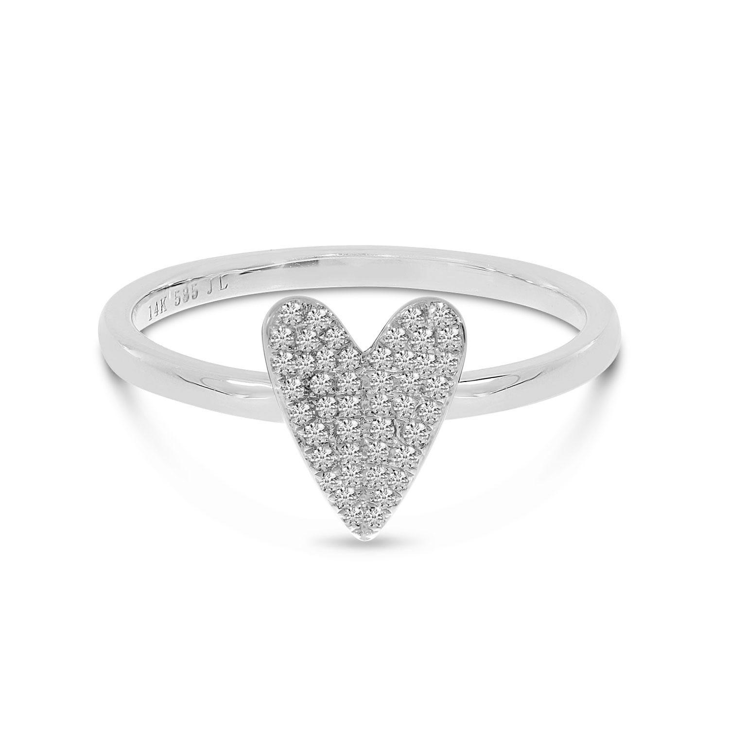 14K White Gold Diamond Heart Ring