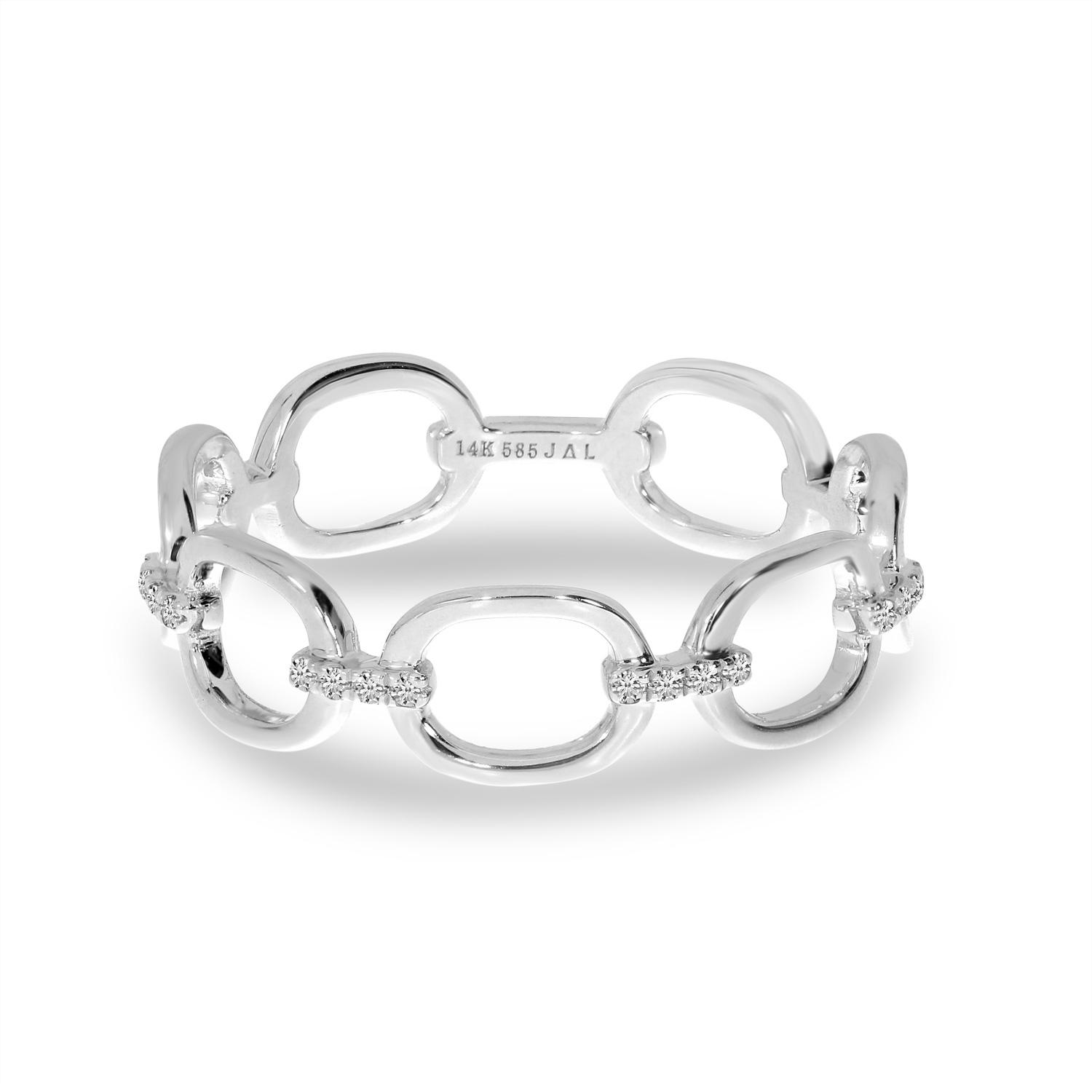 14K White Gold Diamond Link Ring