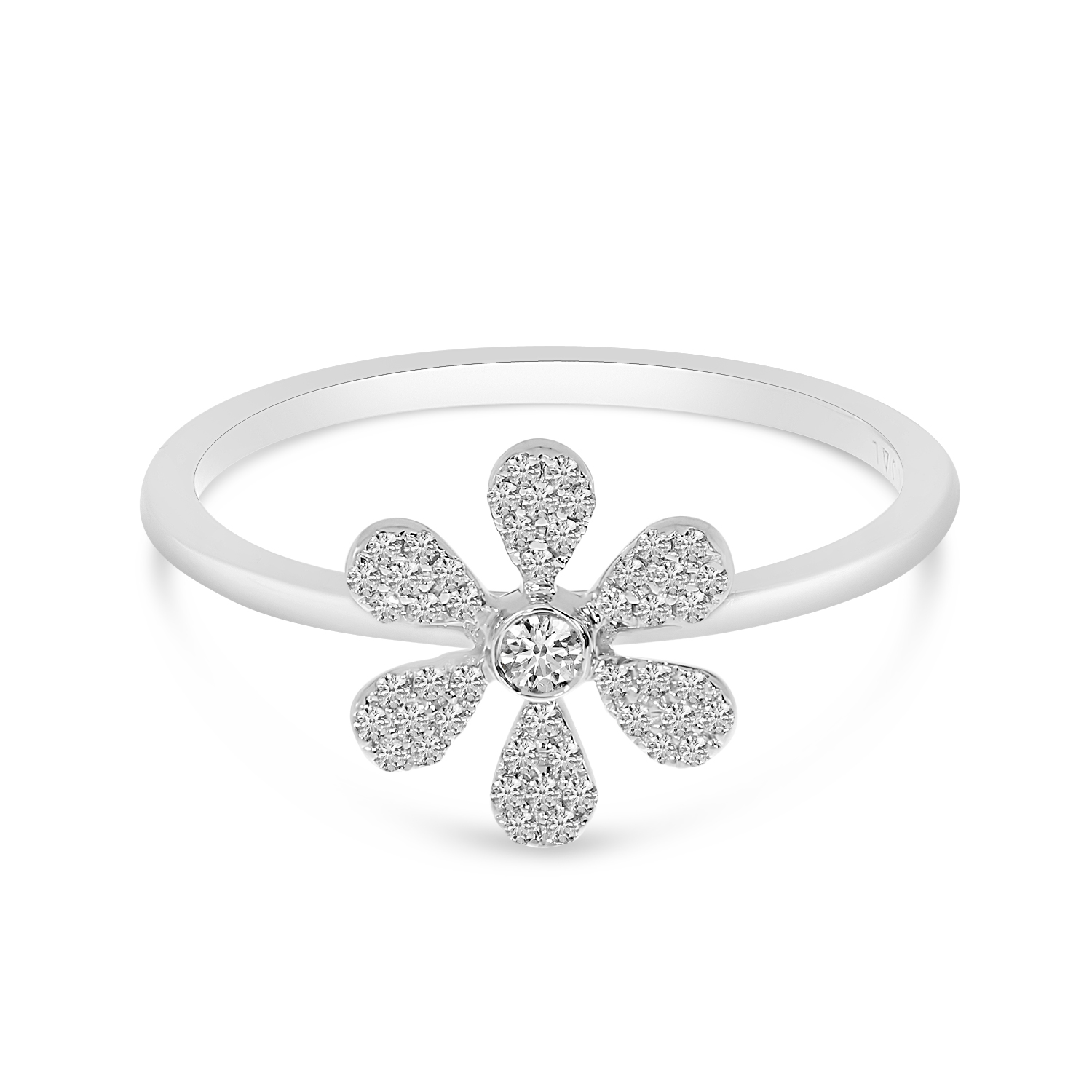 Pave diamond flower on sale ring