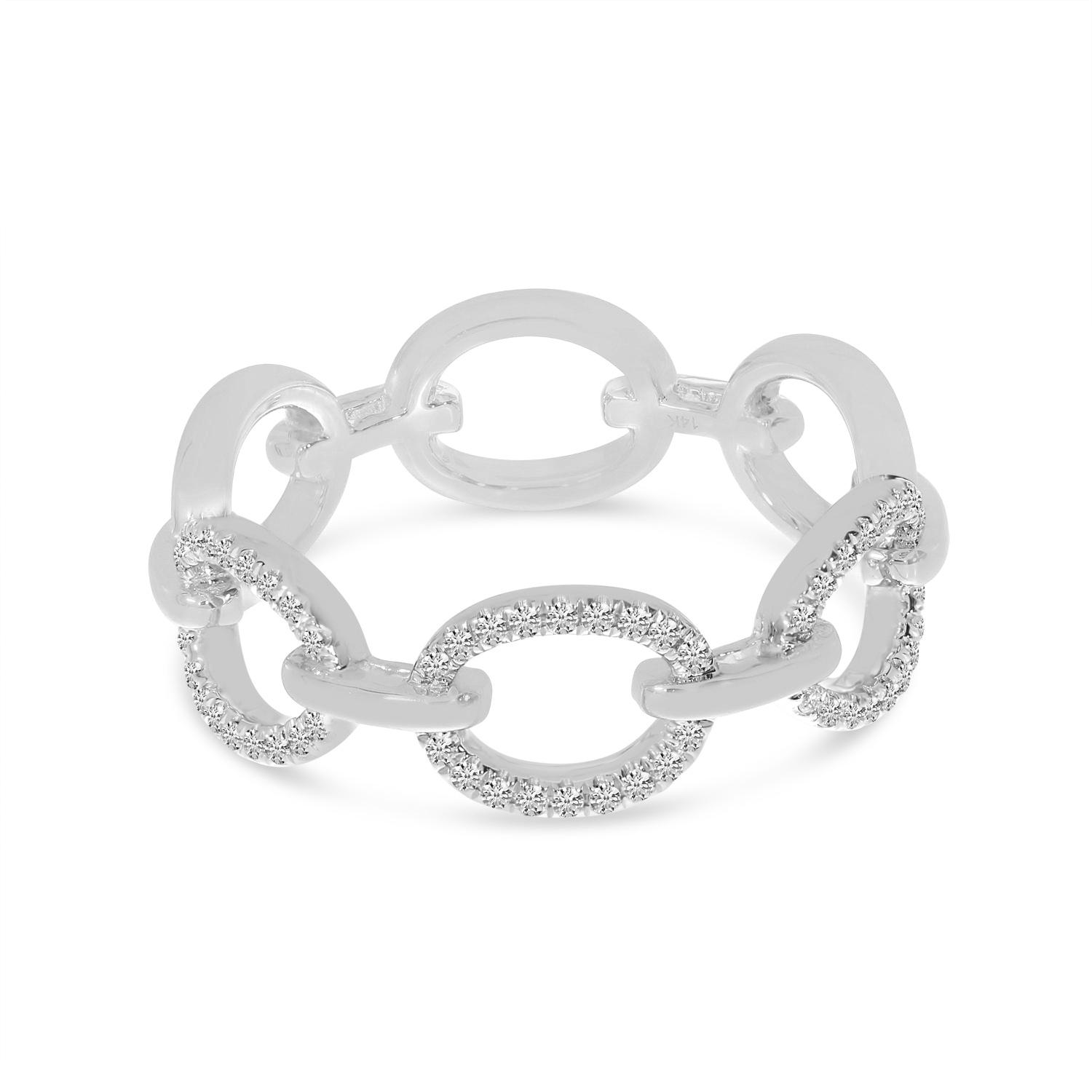 14K White Gold  Diamond Link Ring