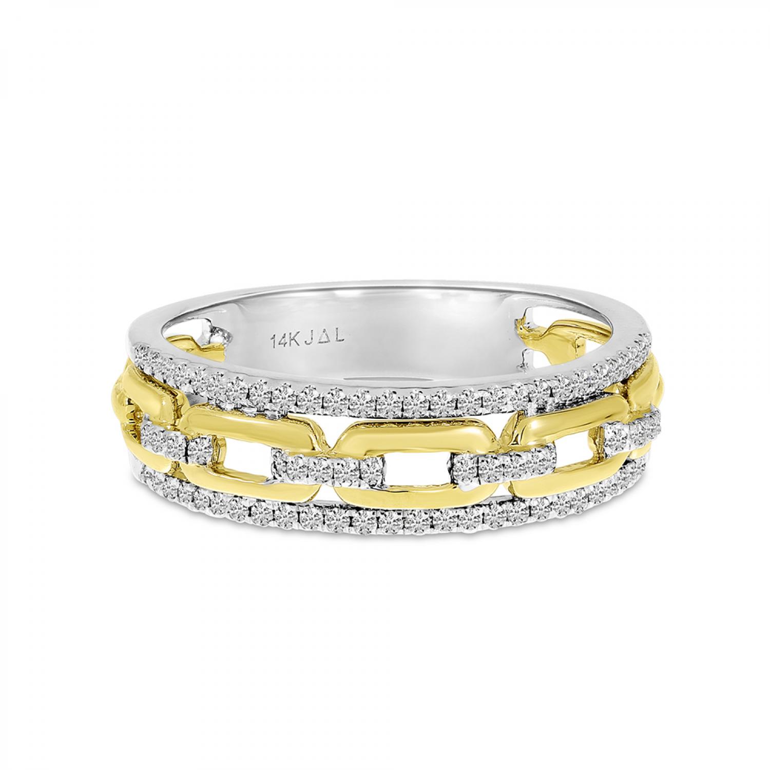 14K Gold Two-Tone Diamond Chain Band