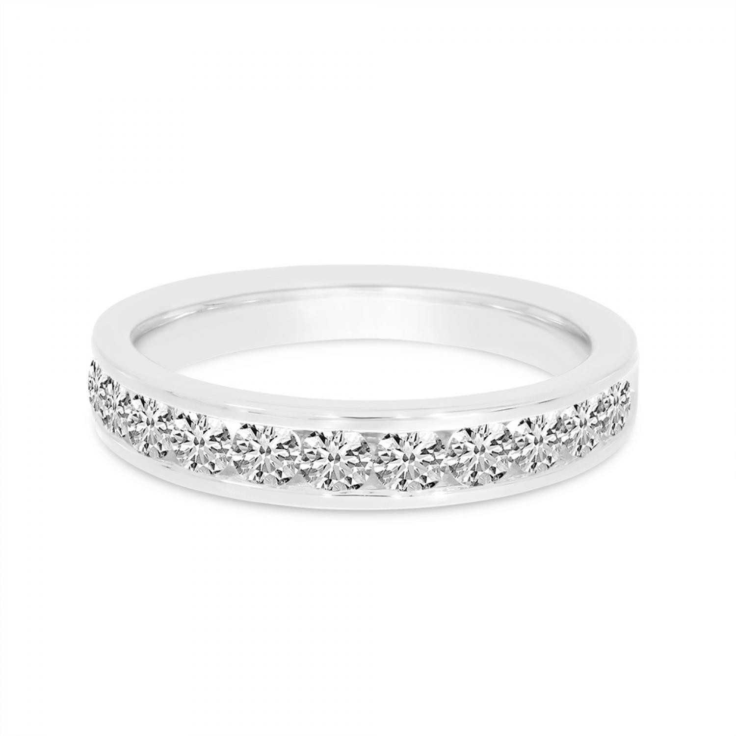 14K White Gold Diamond Channel Band