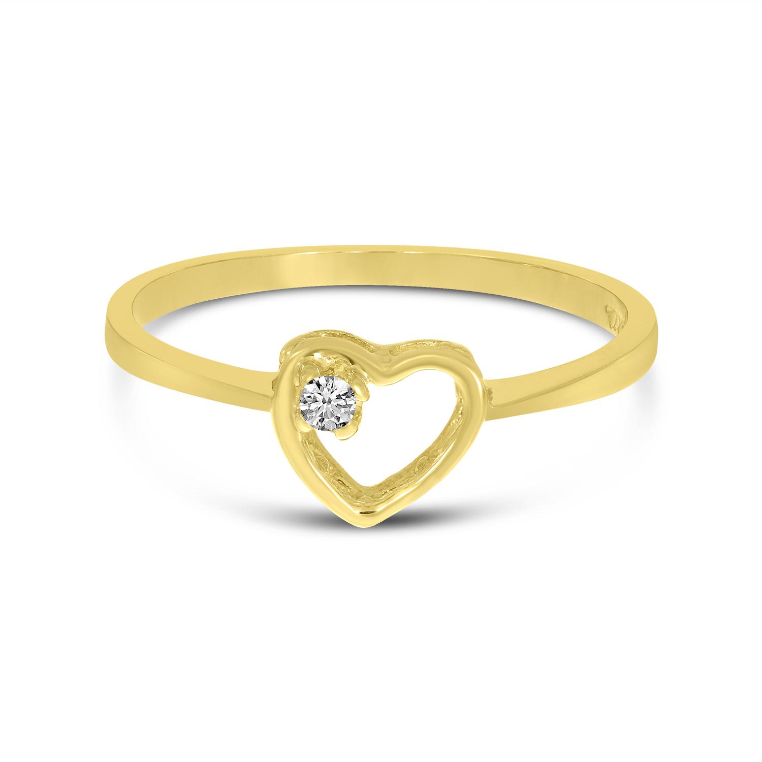 14K Yellow Gold Petite Diamond Heart Ring