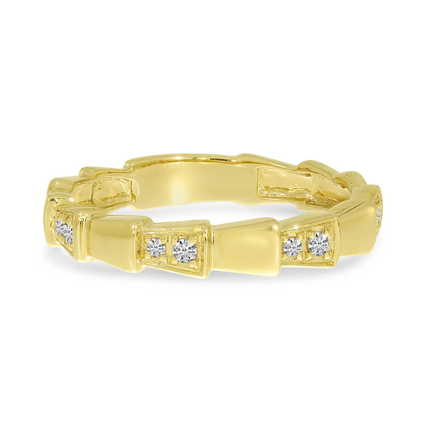 14K Yellow Gold Diamond Geometric Band