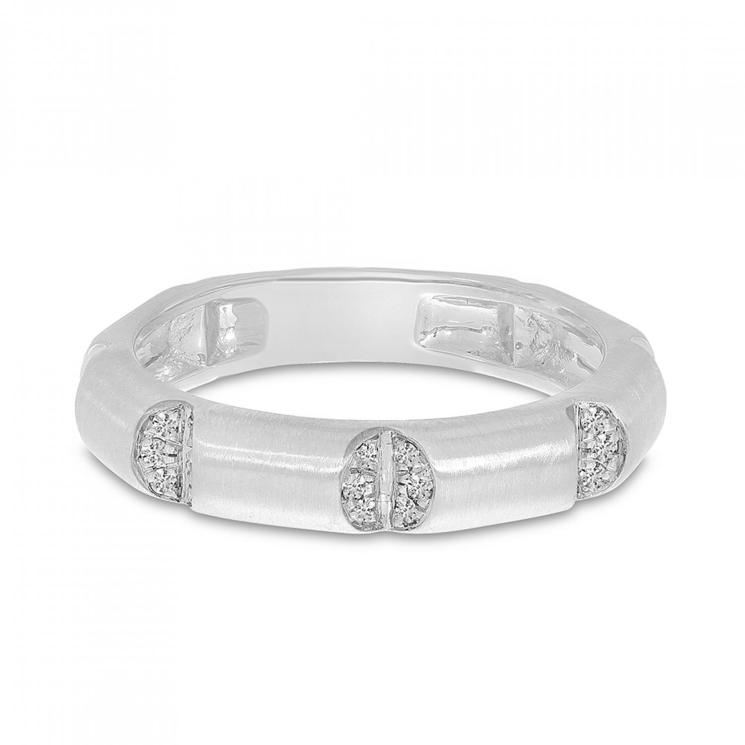 14K White Gold Diamond & Brushed Gold Wide Band