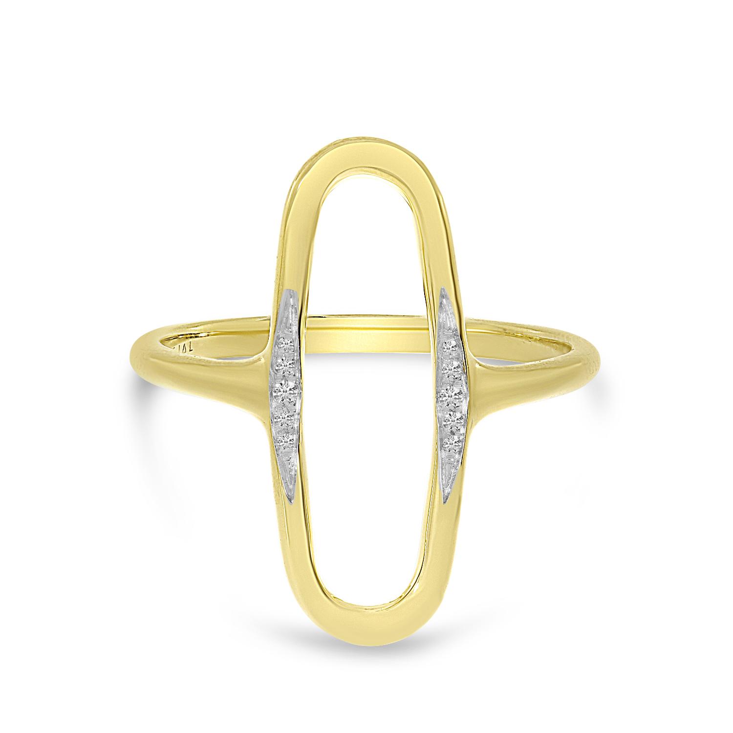 14K Yellow Gold North 2 South Open Oval Diamond Ring