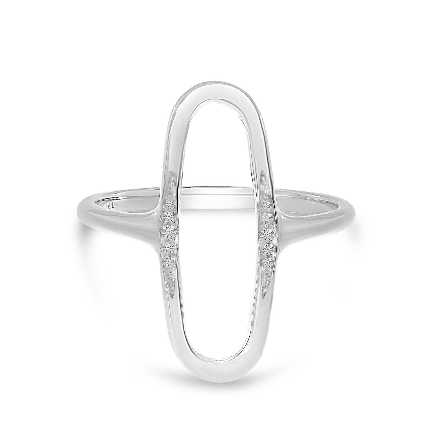 14K White Gold North 2 South Open Oval Diamond Ring