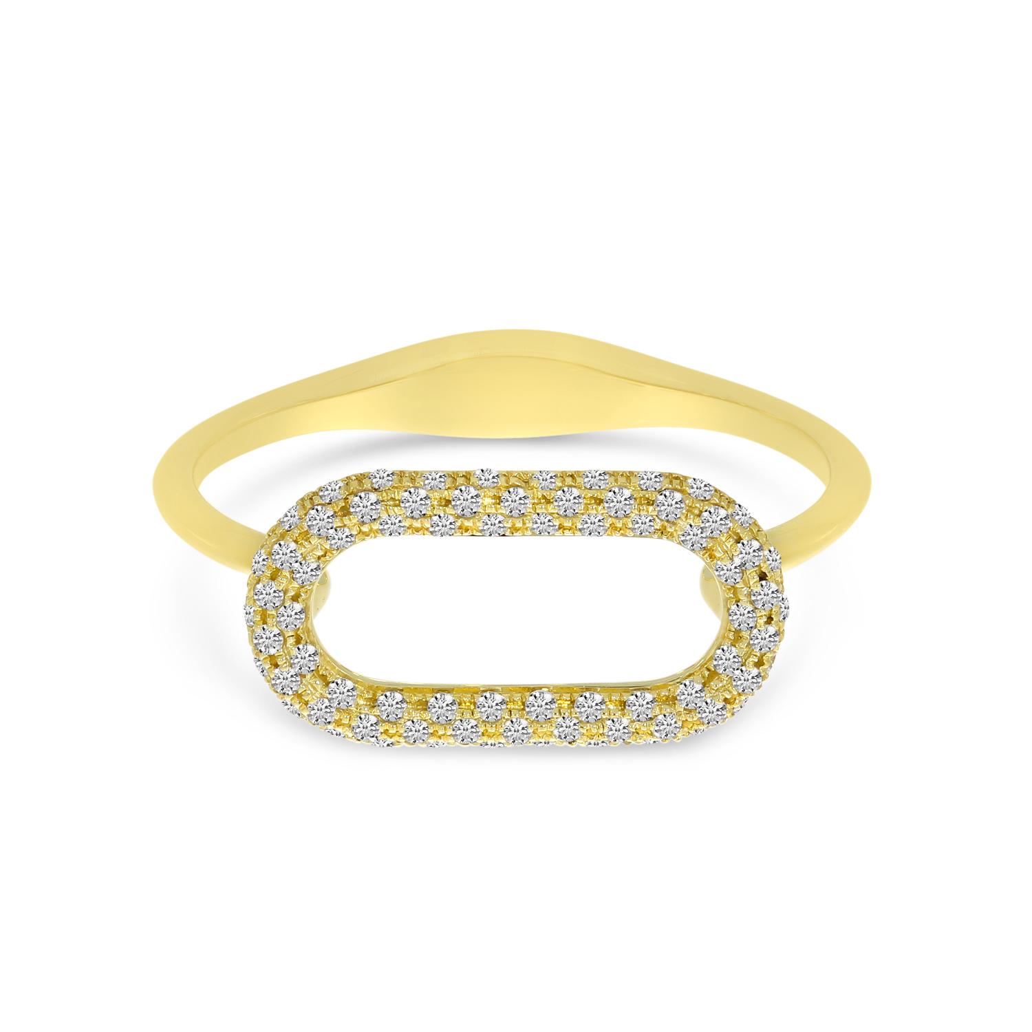 14K Yellow Gold Open Link Diamond Textured Ring