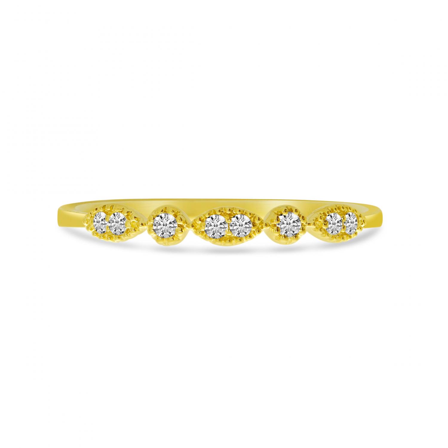 14K Yellow Gold Diamond Millgrain Stacking Ring