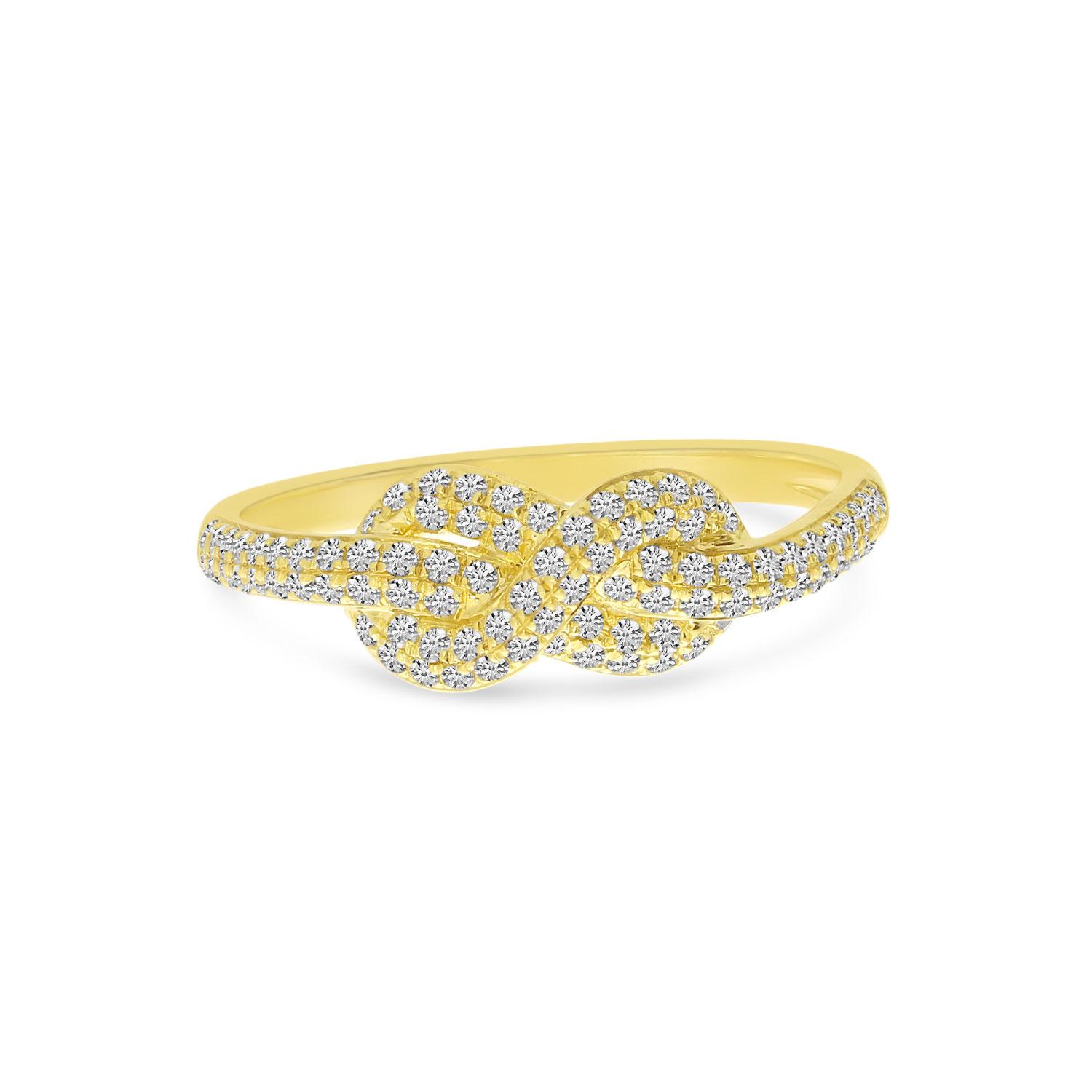 14K Yellow Gold Diamond Twist Knot Ring