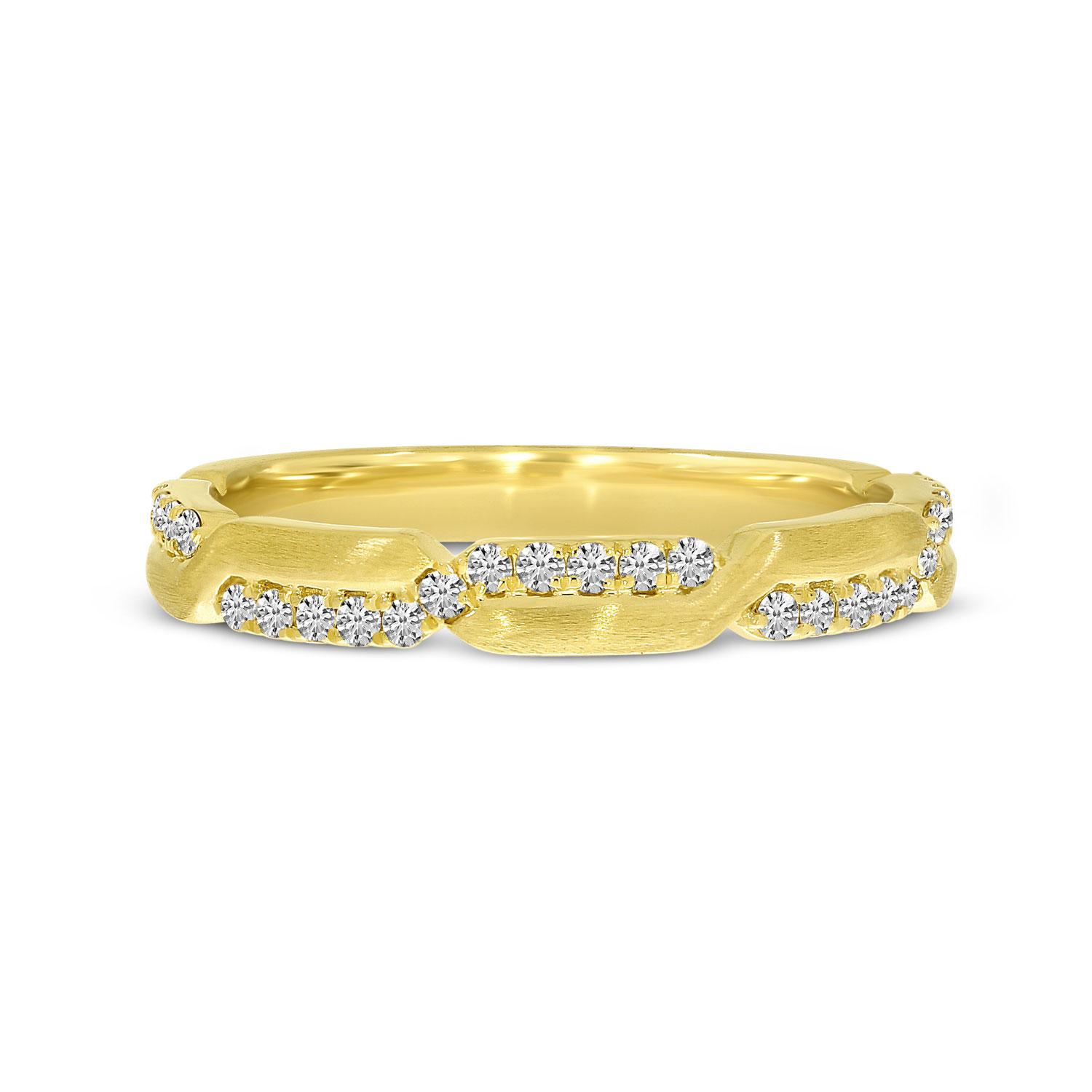 14K Yellow Gold Alternating Diamond and Gold Band