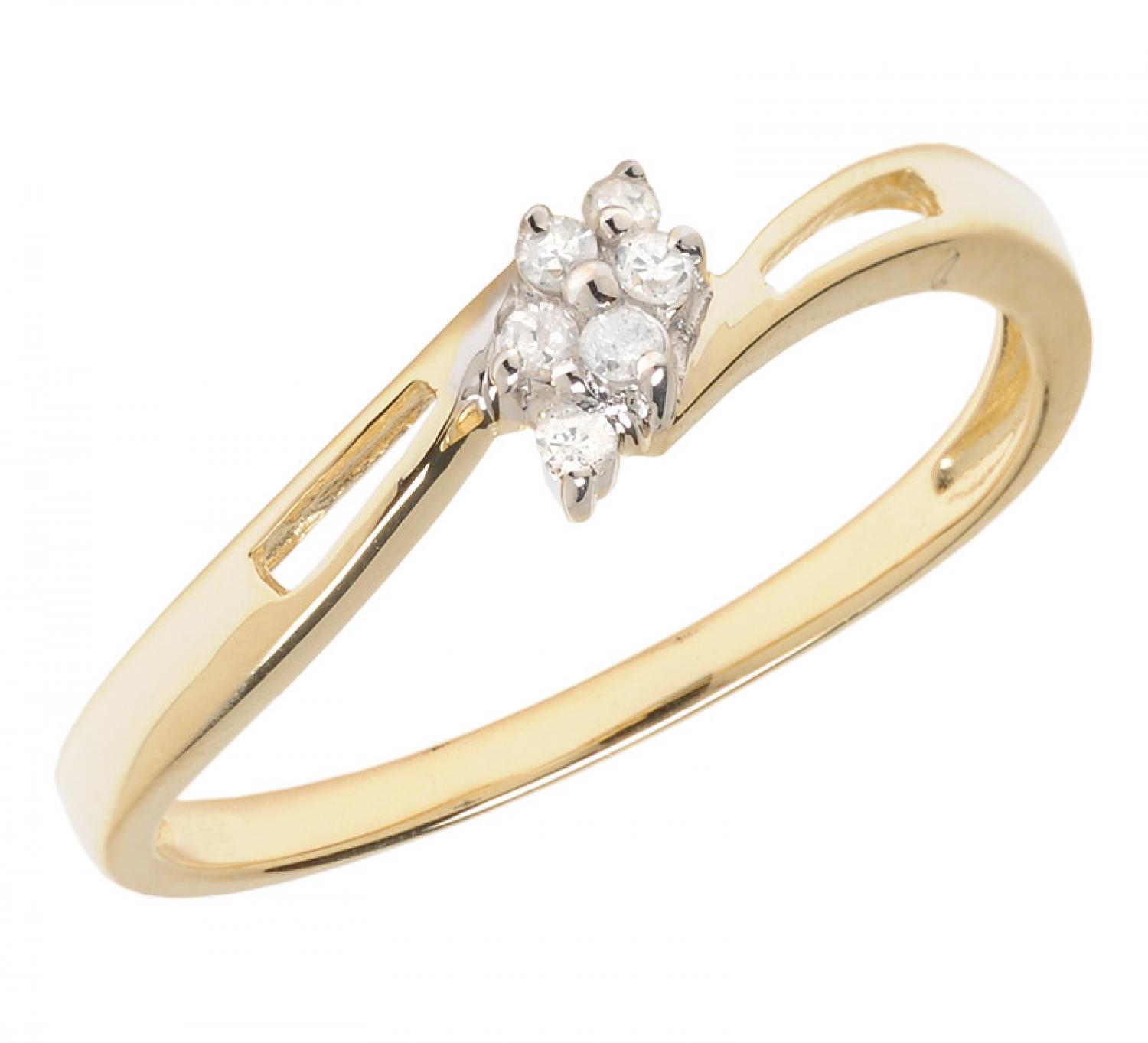 14K Yellow Gold Diamond Cluster Ring