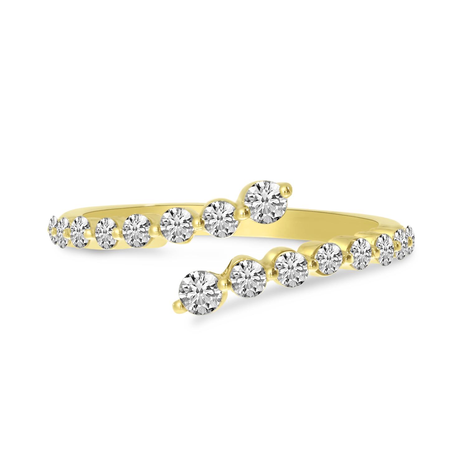 14K Yellow Gold Graduated Diamonds Bypass Ring