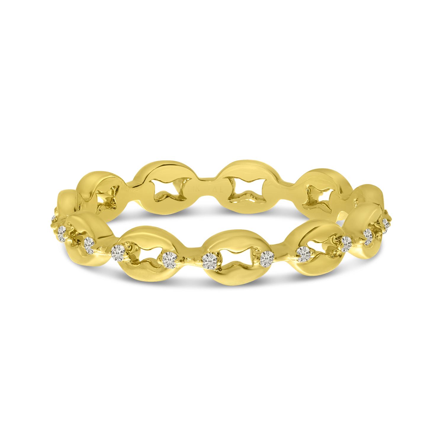 14K Yellow Gold Diamond Link Stackable Band