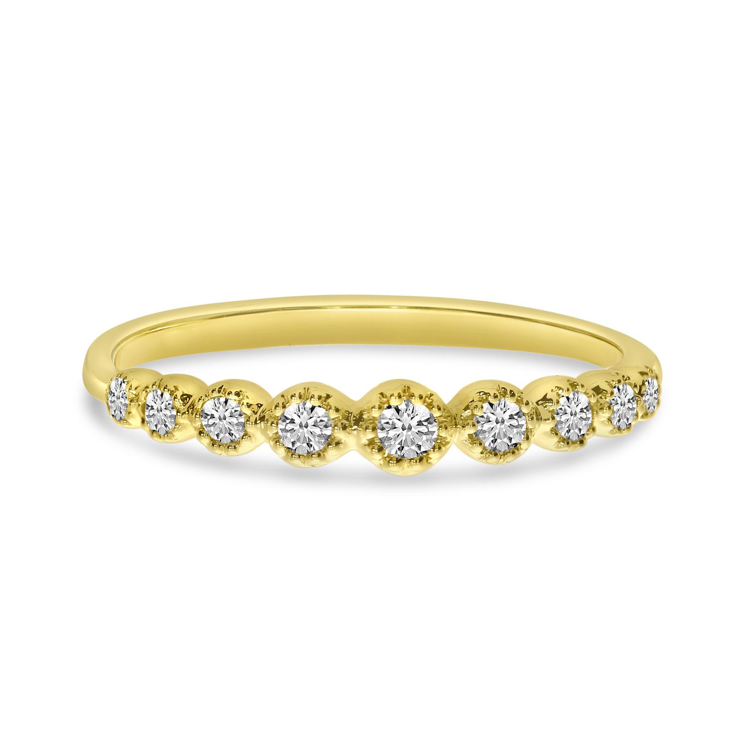 14K Yellow Gold Diamond Milgrain Bezel Ring