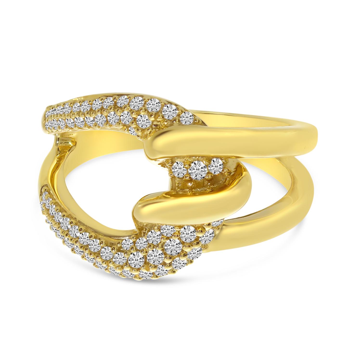 14K Yellow Gold Pave Diamond Twist Ring