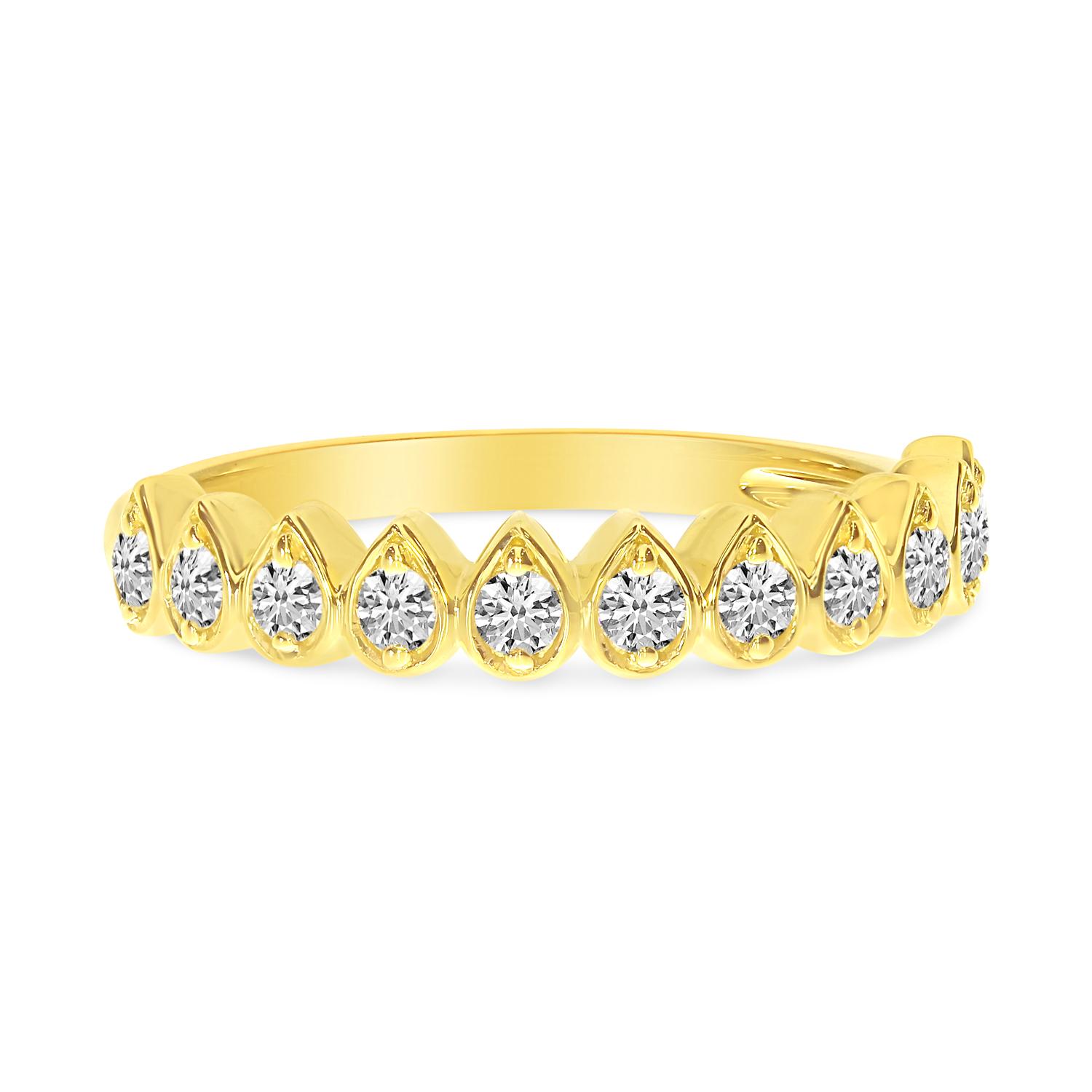 14K Yellow Gold Diamond Bezel Pear Shape Stackable Band